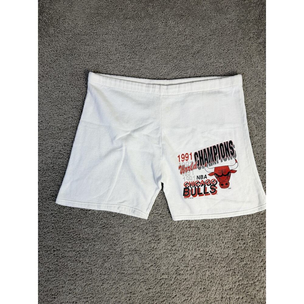 Vintage Chicago Bulls Shorts Mens XL 1991 Champions White NBA Basketball Logo 7
